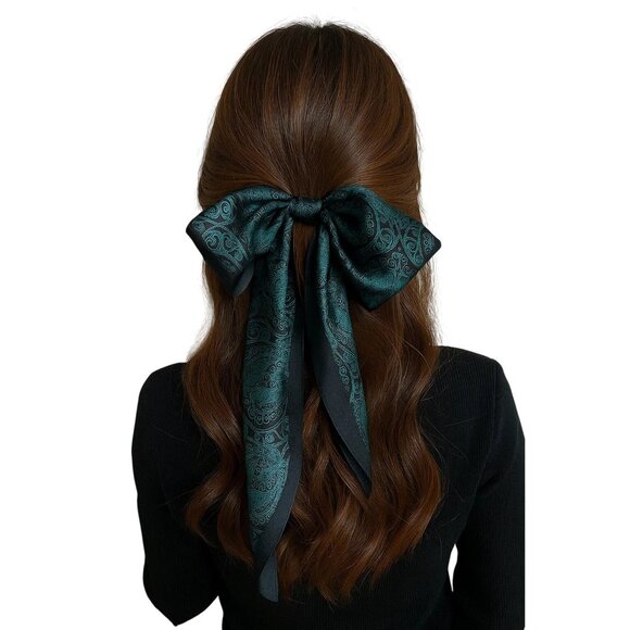 Silk Square Scarf Brown & Turquoise Paisley Design 20"x20" Elegant Soft Handkerc - Picture 3 of 12